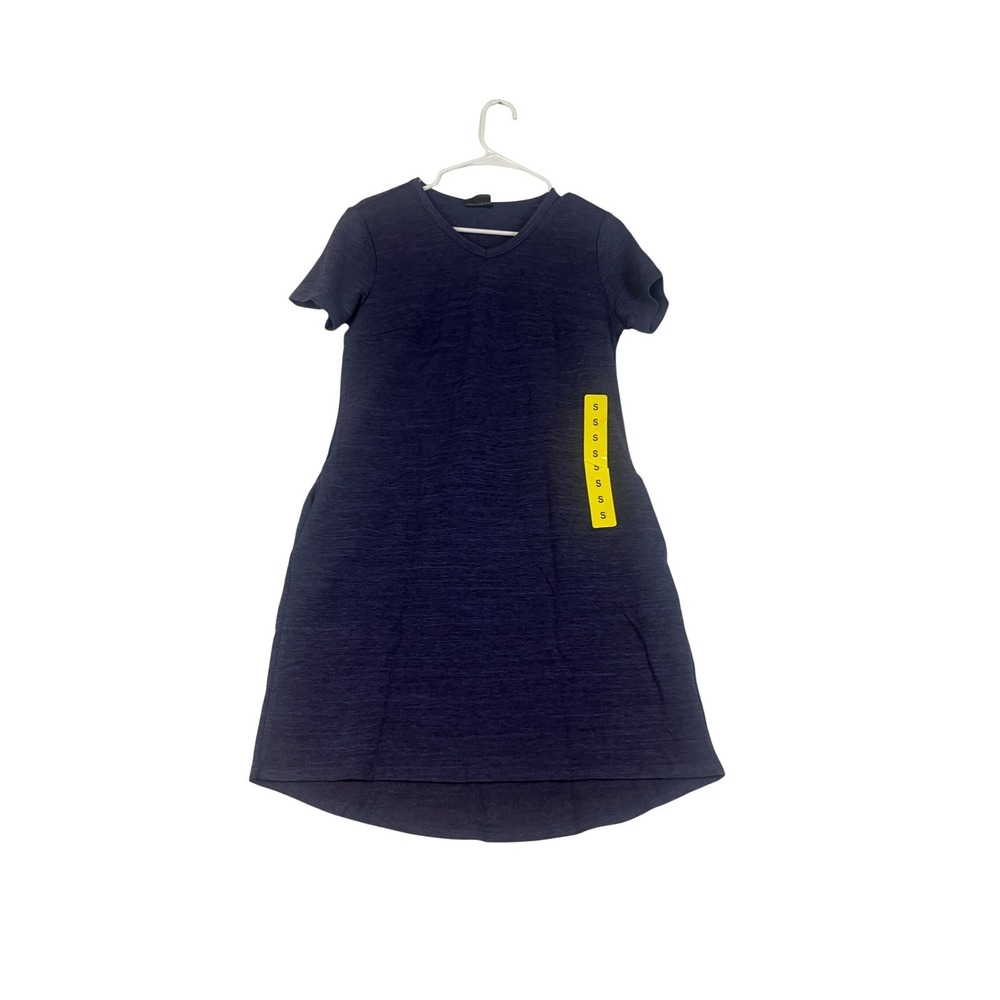 32 Degrees Cool Womens V-Neck Short Sleeve T-Shirt Dress Navy Blue Small New
